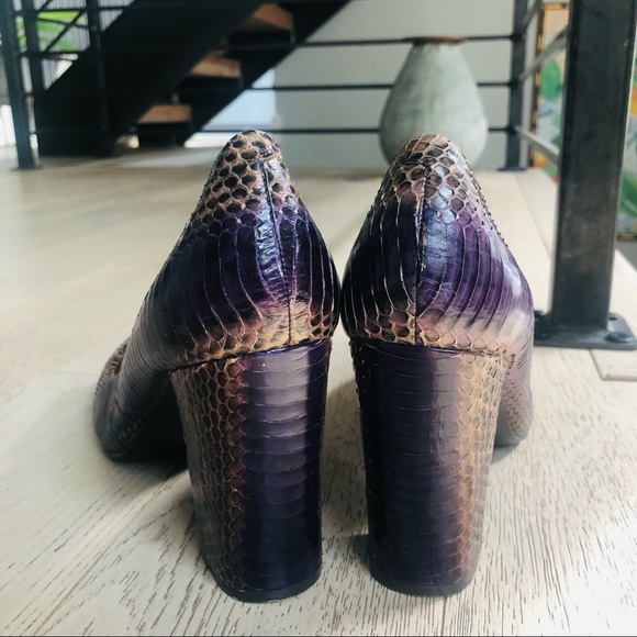 BCBG Purple Textured Rattlesnake Block High Heels - Picture 3 of 12